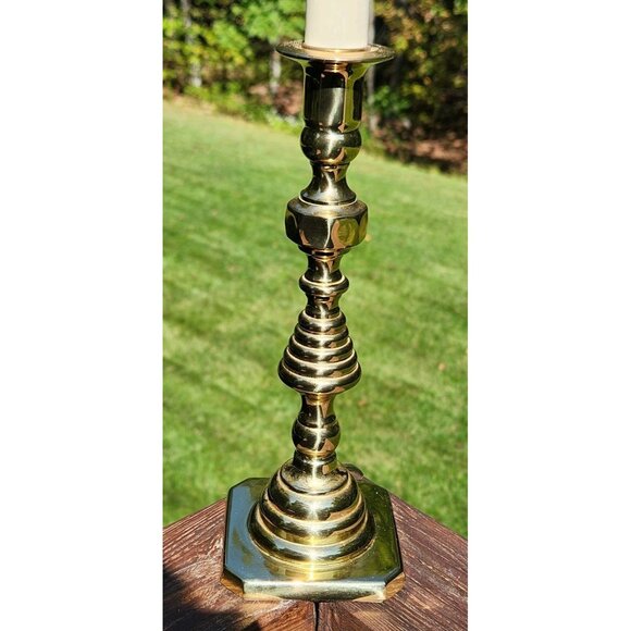 Baldwin Solid Brass Table Lamp Classic Traditional Colonial Candlestick Light 21 - Picture 2 of 10